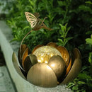 MUMTOP Solar Lights Fairy Garden Decor, Waterproof Metal Solar Lanterns Outdoor Crackle Globe Glass Lotus Flower Table Lamp for for Patio Pathway Yard Balcony Garden Decorations by GreenHaven Gardens