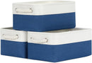 Bidtakay Small Storage Baskets for Shelves 3 Pack Fabric Storage Bins for Organizing Linen Collapsible Organizer for Closet-White&Blue by TinyTreasures Baby Boutique
