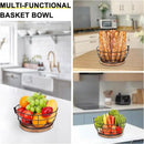 Livabber Countertop Fruit Basket Bowl with Banana Hanger, Modern Standing Fruit Vegetable Bowl Storage, with Banana Tree Holder for Kitchen Dinning Table (Round Wood, Black) by CozyNest Decor
