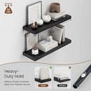 Heimlove 36 Inch Wall Shelf Bathroom Shelves Set of 2, 12" Deep Black Floating Shelves for Wall, Wall Mounted Shelves for Books Living Room Laundry Room Bedroom Kitchen Home Office by CozyNest Decor