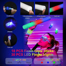 282 PCS Glow in the Dark Party Supplies, 18 Foam Sticks, 18 LED Glasses, 200 Glow Sticks, 30 Finger Lights, 8 Bunny Ear Headband and 8 LED Cat Ear Headband for Wedding,Birthday,Concert,New Year by TinyTreasures Baby Boutique
