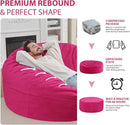6FT Bean Bag Chair, Large Bean Bag Chairs with Memory Foam Filled, Fluffy Beanbag Sofa with Dutch Velvet Cover, Round BeanBag Chairs for Living Room, Playroom - Pink by TinyTreasures Baby Boutique
