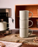 famiware Coffee Mug Set for 4, Star 12 oz Catering Mugs Cup Set with Handle for Coffee, Tea, Cocoa, Milk - Ceramic Stoneware Drinkware Set, White by CozyNest Decor