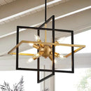 18.9'' Black Gold 8-Light Sputnik Chandelier Modern Industrial Adjustable Hanging Geometric Pendant Light Fixture for Entryway Foyer Stairway Hallway Bedroom Living Room Kitchen Island by CozyNest Decor