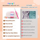 Mewaii Crochet Kit for Beginners Level 1 with 40% Extra Eco-Friendly Pre-Started Easy Yarn, Step-by-Step Video Tutorials for Adults and Kids (2 Pack Lambs) by TinyTreasures Baby Boutique