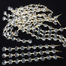 12.5 FT Crystal Glass Strand, Garland Octagon Beads Chandelier Crystal Prism Replacement for Hanging Clear with Golden Clips by GreenHaven Gardens