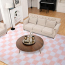 Super Soft Rug for Bedroom, 5x8 Ft Pink and White Area Rug Classic Checkered Shaggy Anti-Skid High Pile Soft Fluffy Rug Fuzzy Carpet for Living Room Bedroom Kids Room Nursery, Dorm Home Decor by TinyTreasures Baby Boutique