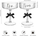 Ribbed Coupe Glasses for Anniversary Engagement Wedding Bridal Shower Gifts for Couple, Crystal Martini Glasses Set of 2, 10 Oz Vintage Wedding Mr and Mrs Champagne Flutes, Margarita Cocktail Glasses by CozyNest Decor