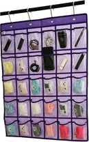 Classroom Pocket Chart for Phone Calculator Holder Over The Door Hanging Closet Jewelry Organizer with 30 Clear Pockets (Purple) by CozyNest Decor