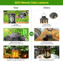 KOOPER Hanging Solar Lights Lantern Outdoor, Flickering Flames Solar Outdoor Lights, Solar Lanterns Outdoor Waterproof with Bigger Solar Panel, Auto ON/Off Solar Lantern for Yard Garden Decor, 2 Pack by GreenHaven Gardens