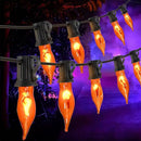 Flickering Flame String Lights Orange Halloween Lights with 10 Pack C7 Orange Flame Light Bulbs, 12.8Ft Orange Flame String Lights for Halloween Decorations for Home Party Yard by GreenHaven Gardens