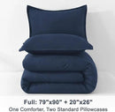 Litanika Navy Blue Comforter Full Size Set, 3 Pieces Lightweight Solid Bedding Comforter Set, All Season Fluffy Bed Set by CozyNest Decor