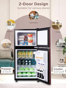 3.5 Cu.Ft Mini Fridge with Freezer, Compact Refrigerator with 2 Doors for Office, Kitchen, Dorm and Bedroom, Small Fridge with 7 Level Temp Adjustable Thermostat, Wood by CozyNest Decor