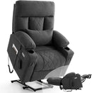 Power Lift Recliner Chair for Elderly with Extended Footrest, Infinite Position Lay Flat Recliner Chair for Adult W/Massage & Heating, Adjustable Headrest, 3-Motor Zero Gravity,Cup Holder, Fabric by CozyNest Decor