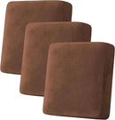 H.VERSAILTEX Velvet Stretch Couch Cushion Cover Plush Cushion Slipcover for Sofa Cushion Furniture Protector Seat Cushion Sofa Cover (3 Piece Sofa Cushion Covers, Caramel) by CozyNest Decor