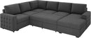 HONBAY Sectional Couch with Pull Out Bed, U-Shaped Sectional Sleeper Sofa with Storage, 6 Seater Sectional Sofa Bed, Mid-Grey by CozyNest Decor