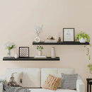 HOOBRO Floating Shelves for Wall, Wall Mounted Shelf Set of 2, 55" Hanging Shelf with Invisible Brackets, for Wall in Bathroom, Bedroom, Toilet, Kitchen, Living Room, Office, Black BK140BJP201 by CozyNest Decor