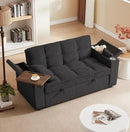 Large Size Convertible Sleeper Sofa Bed,Polka dot Velvet Pull Out Futon Couch with Storage handrails & Rotating Side Tables,Convertible Sofa Couch for Living Room,RV by CozyNest Decor