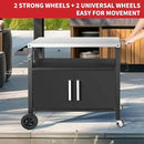 Grill Cart Table with Big Storage Cabinet, Movable Outdoor Dining Cart Pizza Oven Stand, Kitchen Cart Island Multifunction Food Prep Table Stainless Steel Surface by CozyNest Decor