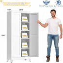 71" Tall Metal Storage Cabinet with 2 Doors and 4 Adjustable Shelves, Kitchen Pantry Cabinet White Freestanding Cupboard, 5 Tier Multifunctional Steel Storage for Office, Kitchen, Dining Room by CozyNest Decor