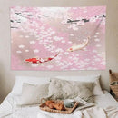 Houselerax Japanese Koi Fish Tapestry, Cherry Blossoms Asian Oriental Pink Flower Branch Koi Fish Carp Tapestries Wall Hanging for Bedroom Living Room Office Decor 90"x60" by CozyNest Decor