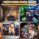 56 Pcs Halloween Miniatures Decorations 1:12 Scale Magic House Accessories Mini Wooden Bookshelf Furniture Set Tiny Sorcery Bottles Books Desk Chair Witch Hat Dollhouse Decor by CozyNest Decor