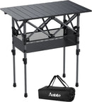 Folding Camping Table, Aluminum Roll Up Camping Table Adjustable Height with Storage Net and Bag, Lightweight Outdoor Table 25” X 16”, for Outdoor Travel BBQ Party Picnic, Black by GreenHaven Gardens