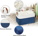 DULLEMELO 2-Pack Extra Large Blanket Basket Fabric Storage Baskets with Handles, Canvas Storage Baskets for Organizing Shelves Closet Toys Books, 22 x 15 x 13 inches(White&Blue) by TinyTreasures Baby Boutique