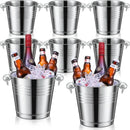 Amyhill 8 Pack Stainless Steel Ice Bucket 5.3 Quart/ 5 Liter with Handle Large Insulated Champagne Buckets Beer Bucket for Cocktail Bar Wine Parties Chilling Wine Champagne Home(Silver) by CozyNest Decor