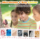 Kids Microscope with Bug Catcher Kit, 1080P Digital Mini Handheld Microscope STEM Science Toy with LED Light, Rechargeable, Portable, Supports 64GB TF Card, Educational Gift for Kids Ages 3-12 (Pink) by TinyTreasures Baby Boutique