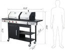 3-Burner Propane Gas BBQ Grill with Side Burner and Charcoal Grill Combo, 37,230 BTU, Enameled Cast Iron Grates, Stainless Steel Outdoor Grill for Patio and Backyard by GreenHaven Gardens