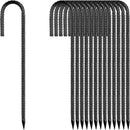 Rebar-Stakes-12-Inch, Ground Stakes Heavy Duty J-Hook Black Coated Anti-Rust Heavy Duty Ground Anchors for Garden Dog Fence Chicken Coop Christmas Decorations Deer Fence 20pcs by CozyNest Decor