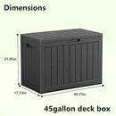 45 Gallon Waterproof Outdoor Storage Box,Resin Deck Box,Lockable Outside Storage Box Container for Patio Furniure,Garden,Tools (45 Gallon,Black) by GreenHaven Gardens