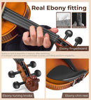Violin Acoustic Fiddle Kit Professional Solid Wood Violin Unique Maple Wood Pattern Premium Ebony Fitting Starter Kit for Beginner Adults, Full Size By Vangoa by TinyTreasures Baby Boutique
