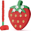 Wernnsai Red Strawberry Piñata For Kids - Strawberry Baby Shower Pinata Strawberry Birthday Party Decorations Summer Fruit Themed Party Game Supplies With Bat Blindfold 16.5" × 11.6" ×3" by TinyTreasures Baby Boutique