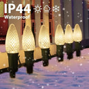 C9 Christmas Pathway Lights Outdoor, 25.7 Feet 20 LED C9 Strawberry Walkway Lights with Marker Stakes, Connectable Shatterproof C9 String Lights for Lane Outside Yard Decorations, Warm White, 4 Pack by GreenHaven Gardens