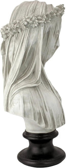Design Toscano Veiled Maiden Indoor Bust Statue, 9 Inch Wide, 14 Inch Tall, Cast Stone Resin, Antiqued White Finish with a Black Painted Base by GreenHaven Gardens