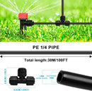 100FT PE Drip Irrigation Tubing, 1/4 inch Blank Distribution Tubing with 10PCS 1/4" Drip Irrigation Tee Connectors for Quick Connector Irrigation System by GreenHaven Gardens