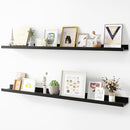 Picture Ledge Shelf, Wood Long Floating Shelves for Wall, Set of 2, 48 inch Picture Ledge Shelves, Photo Ledge Nursery Book Shelves Wall Mounted for Living Room Kids' Room Bedroom, Color Black by TinyTreasures Baby Boutique