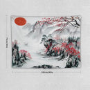 Cherry Blossoms Tapestry, Japanese Red Landscape Asian Watercolor Abstract Art, Bedroom Living Room Decor 40"x30" by CozyNest Decor