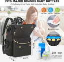 PIIOSER Diaper Bag Tote with Ice Pack, Large Capacity & Waterproof Diaper Bag Backpack for Moms Dads, Insulated Baby Tote Bag with Changing Pad, Stroller Straps & Pacifier Case, Black by TinyTreasures Baby Boutique