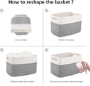 OIAHOMY 4 Pack Storage Baskets for Organizing, Basket for Shelves with Handle, Woven Baskets for Storage Toys, Towels, Books, Cotton Rope Basket 13" L x 9 " W x 7.8 " H, Grey & White by TinyTreasures Baby Boutique