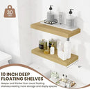 Fun Memories 24 Inch Floating Shelves Wall Mounted, 10 Inch Deep Wall Shelves, 24 x 10 Floating Shelf for Living Room Bathroom Bedroom, Oak, Set of 2 by CozyNest Decor