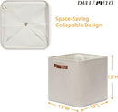 DULLEMELO Storage Bins, 4 Pack Of 13x13x13 Decorative Storage Cube Bins Suit Office, Home, Shelves And Closet, Cube Storage Bin with Leather handle(4 Pack - 13" Beige) by TinyTreasures Baby Boutique