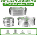 17" Tall Outdoor Garden Raised Garden Bed Kits, 4ft X 2ft Oval,0.8MM Thick Metal Raised Planter Bed/Ground Planter Box for Variety of Flowers,Herbs,Vegetables (Silver, 48X24X16.5 Inches) by GreenHaven Gardens