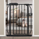 Narrow Baby Gates for Stairs Doorways Auto Close Tension Black Metal Child Pet Safety Gates with Pressure Mount 24-29 Inch Wide by TinyTreasures Baby Boutique