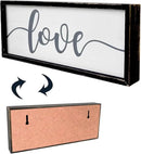 Love Framed Rustic Freestanding Sign Home Decor for Living Room Bedroom - Love Wall Art in Solid Wood Thick Black Frame 12x5 Inches for Couples by CozyNest Decor