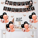 Rose Gold Black Birthday Decorations for Girls Women - 54pcs Happy Birthday Banner, Crown Sash, Cake Topper, Confetti balloons, 3D Butterflies Decor, 4 Balloon Stands kits by TinyTreasures Baby Boutique