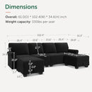 HONBAY Sectional Sofa with Storage Seat Velvet U Shaped Couch with Reversible Chaise Convertible Sectional Couches for Living Room,Black Velvet by CozyNest Decor