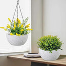 10 inch Hanging Planters for Indoor Outdoor Plants, 2 Pack Hanging Flower Pots with Drainage Holes and Chain for Garden Porch, Plastic Hanging Baskets for House Plants, Speckled White by GreenHaven Gardens